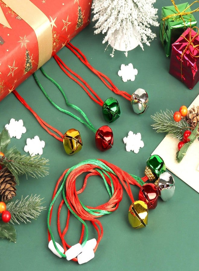 LIGHOON 24 PCS Christmas Jingle Bell, Necklace Bells with Rope for Christmas Holiday Party Decoration Supplies (Red, Green, Silver, Gold) - Image 3